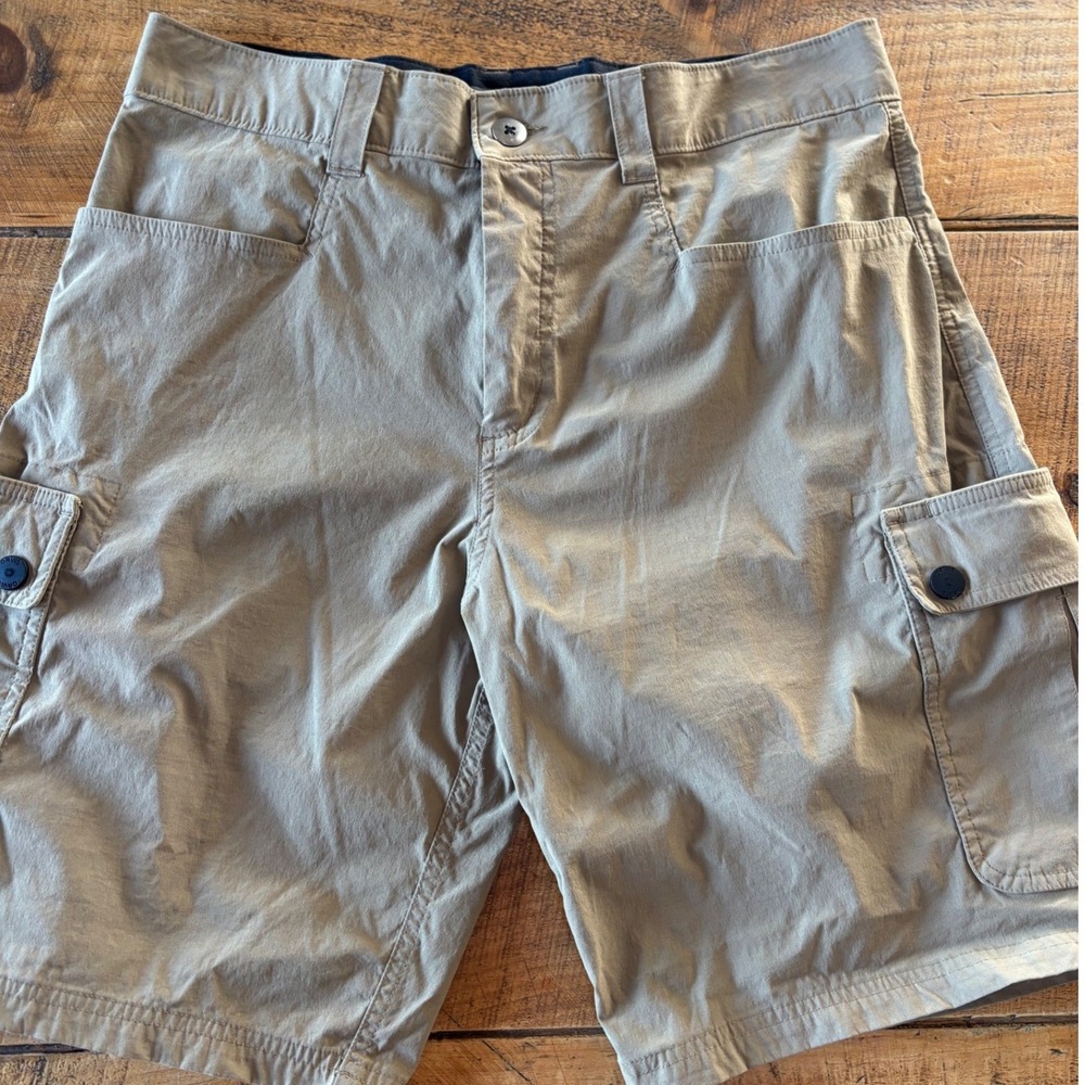 Orvis Mens Khaki Tan Nylon Spandex Outdoor Hiking Cargo Shorts‎ Size 32